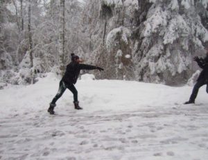 Vibe Teacher Caitlin having fun in the snow in Switzerland