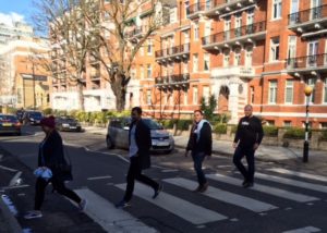 Vibe Teacher Jimmy at the crossing at Abbey Road in London
