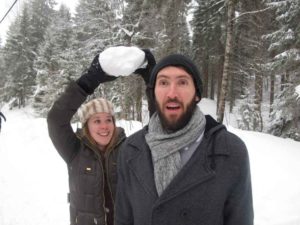 Vibe SEN Teacher Josh playing in the snow in Europe