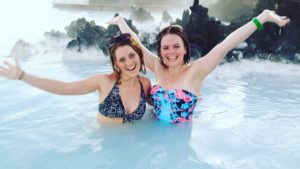 Vibe Teacher Rhiannon taking a swim in the pools in Iceland