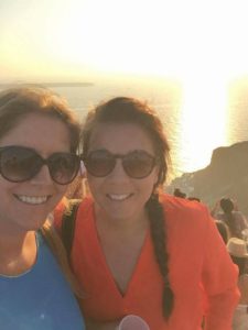 Vibe Teacher Lizzie watching the sunset over the Greek Islands