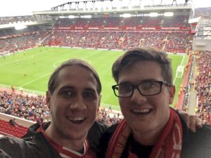 Vibe Teaching Agencies Jack supporting his football team Liverpool in the UK