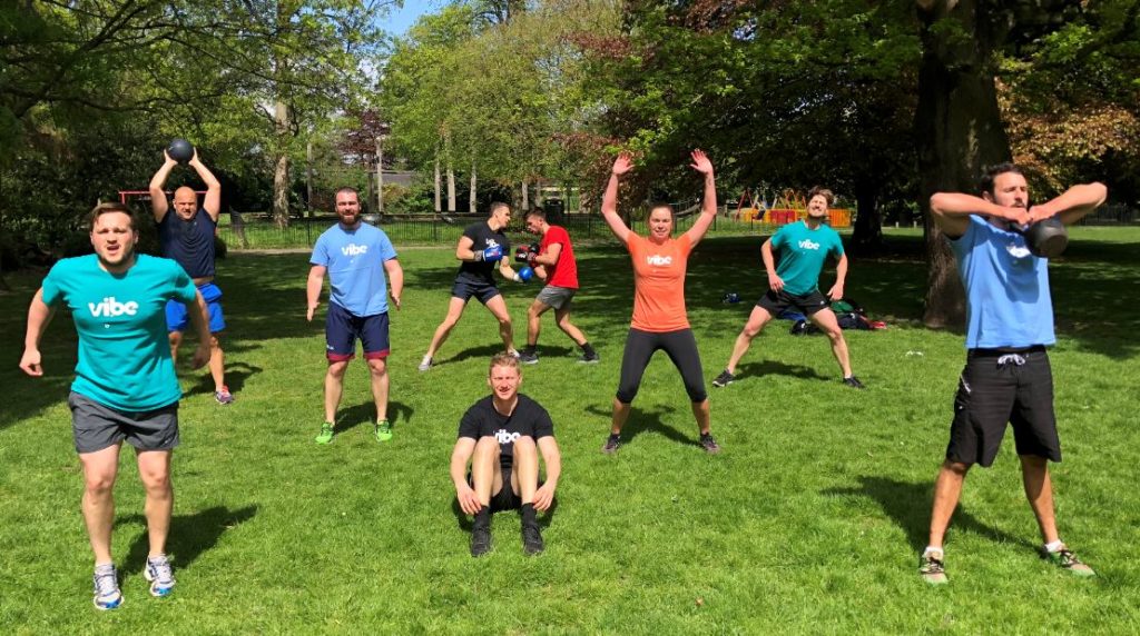 Vibe Teachers doing PT in a London Park