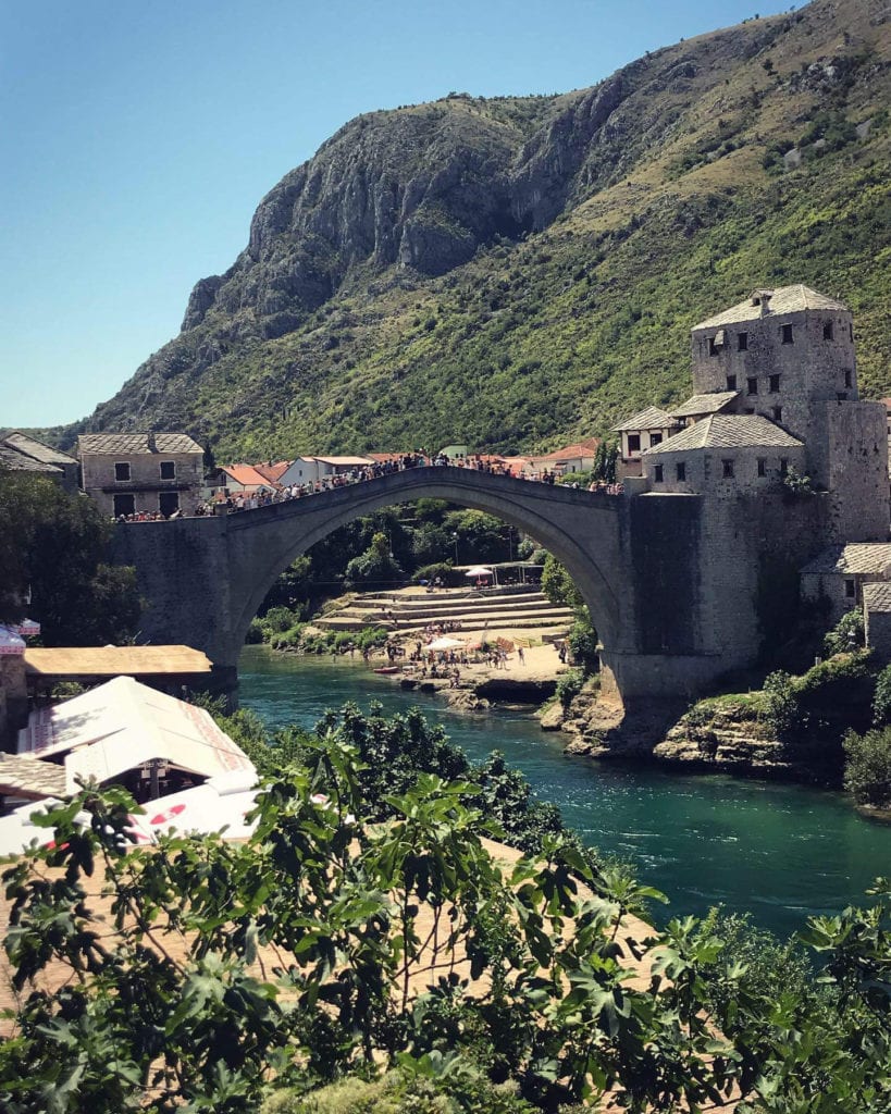 Checking out the Mostar bridge during our school holidays from teaching in London
